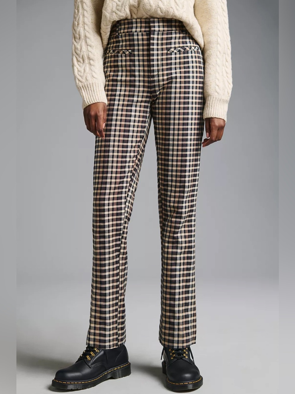 Anthropologie Plaid Kick Flare Crop Pants size 6